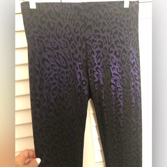 Vintage Betsy Johnson Dress Cheetah Print Metallic Purple and Black Leggings - Picture 2 of 3